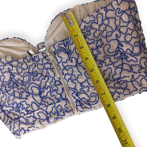 TOPSHOP Blue Soutache Lace Co-Ord Set Strapless illusion skirt bandeau - Picture 13 of 14